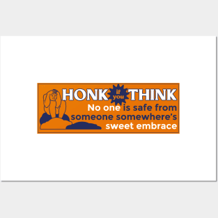 No One Is Safe Bumper Sticker orange blue Posters and Art